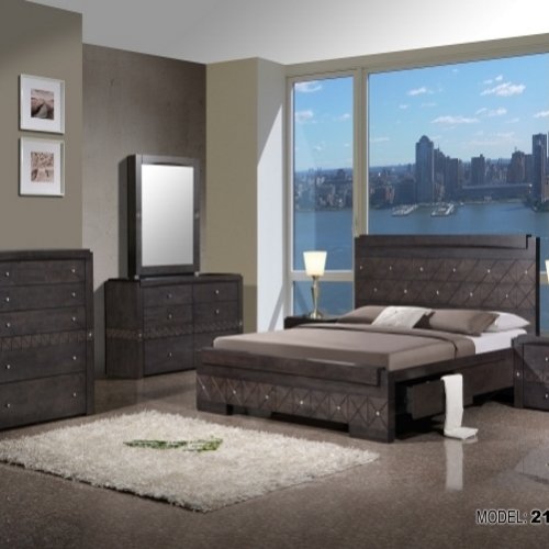 Luxury Crystals Wooden Bed NPK 2112 Modern Bedroom Set Furniture made from Malaysia