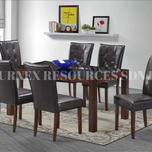 CLASSY GLASS TABLE + EDEN CHAIR 1+6 DINING SET